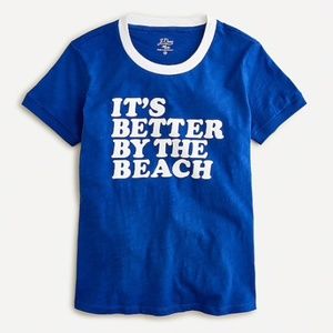 J Crew Better by the Beach Ringer Blue Cotton Retro T-shirt